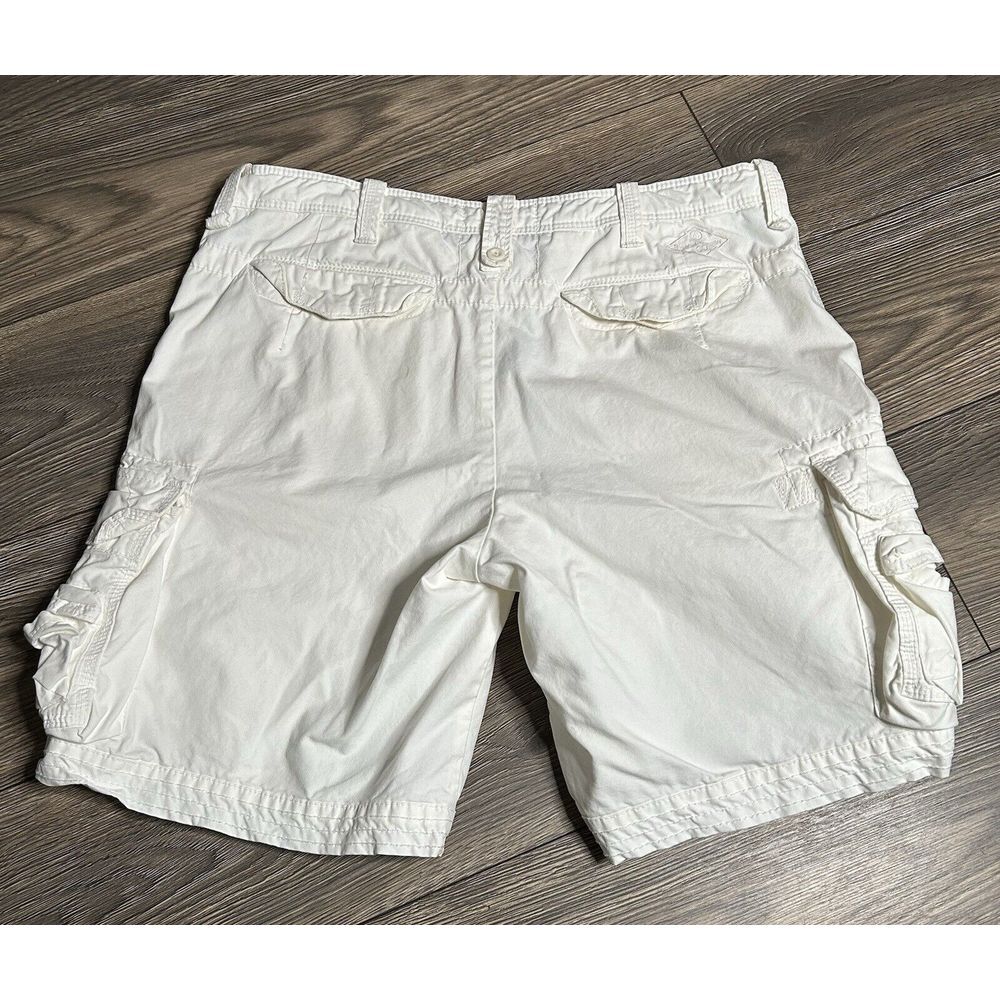 VTG Polo Ralph Lauren Shorts Mens Sz 40 White Cargo Heavy drawstring Waist